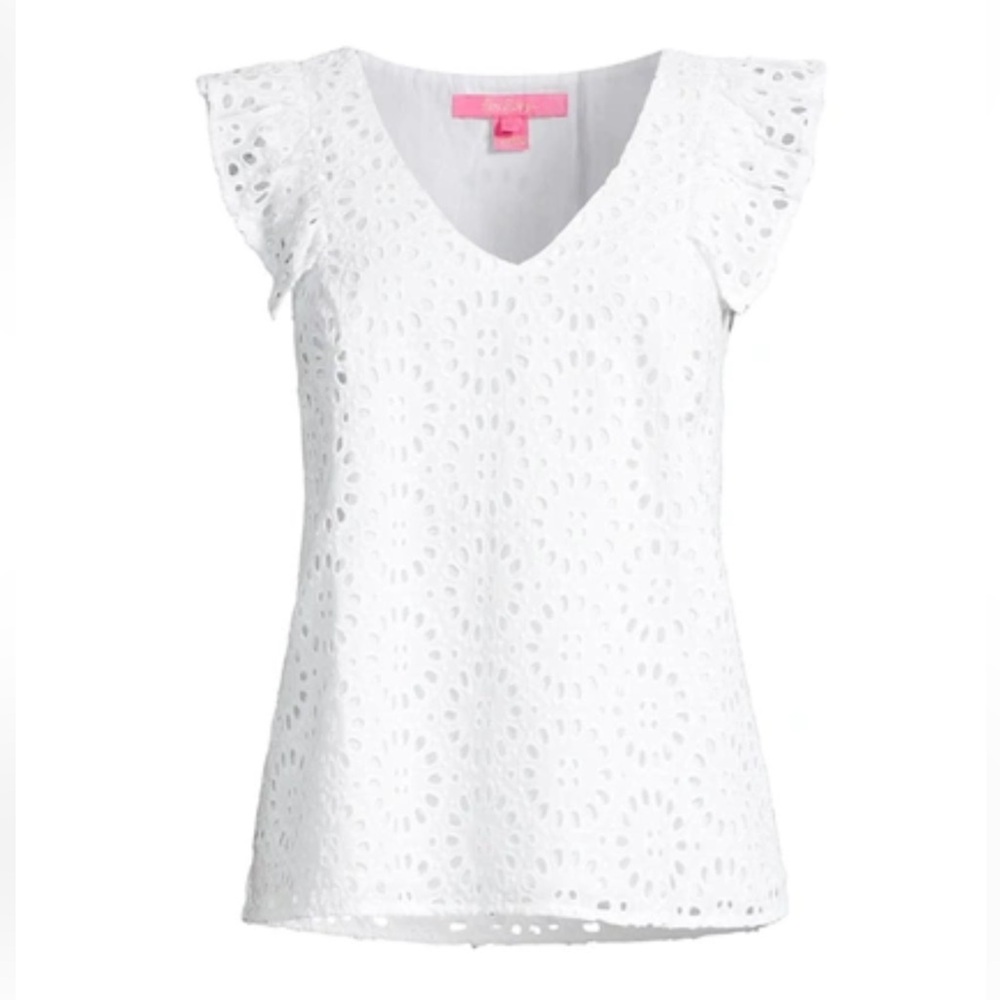 Lilly Pulitzer White Eyelet Lace Top